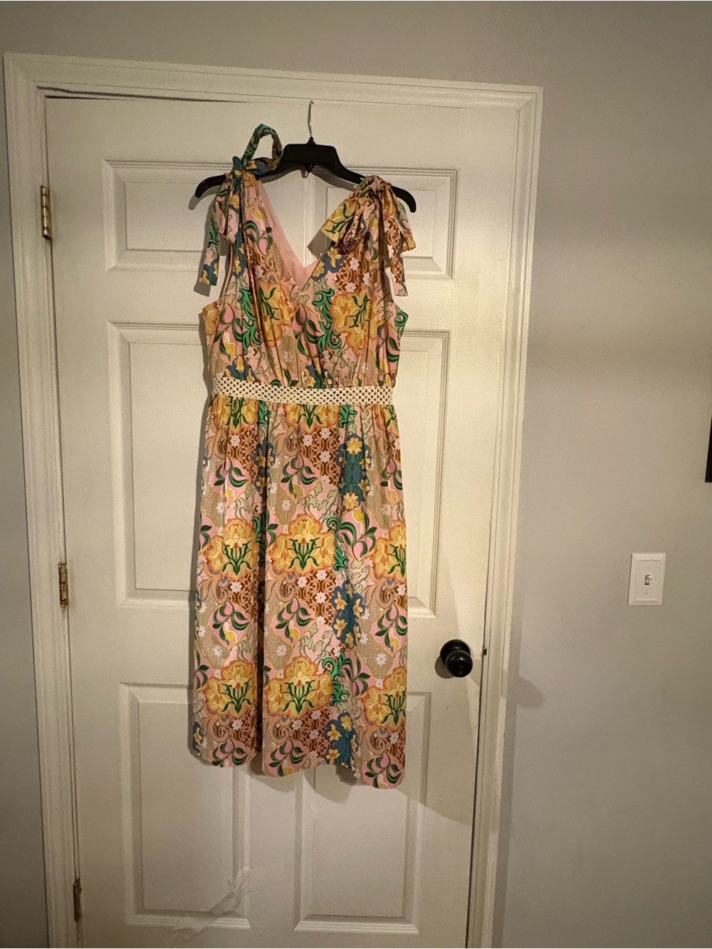 Sleeveless Floral Midi Dress in Pink and Yellow